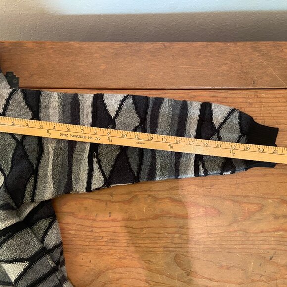 Gio Ferrari Italy Merino Wool blend vintage sweater Black Greys size 50 Large - Picture 5 of 7